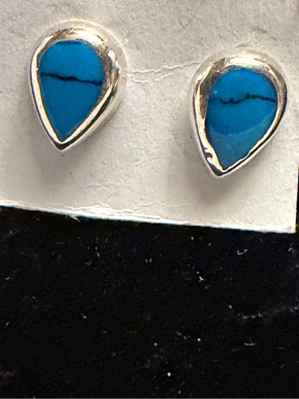 Taxco Mexico Sterling Silver 925 Teardrop Turquoise Stud Earrings New